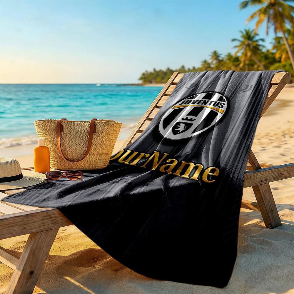 Juventus Customized Name Beach Towel Super Soft & Absorbent Perfect for Traveling Yoga Camping and Swimming