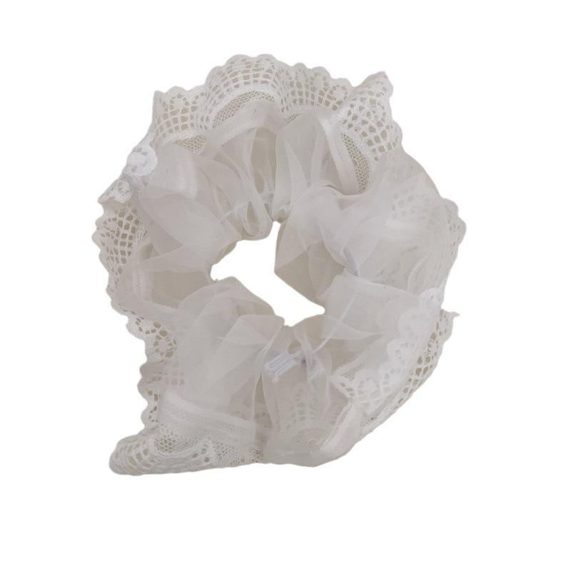 Beauty Jewelry At Will Mesh Lace Large Intestine Hair Band Fairy Sweet High Elastic Hair Rope Tied Flower