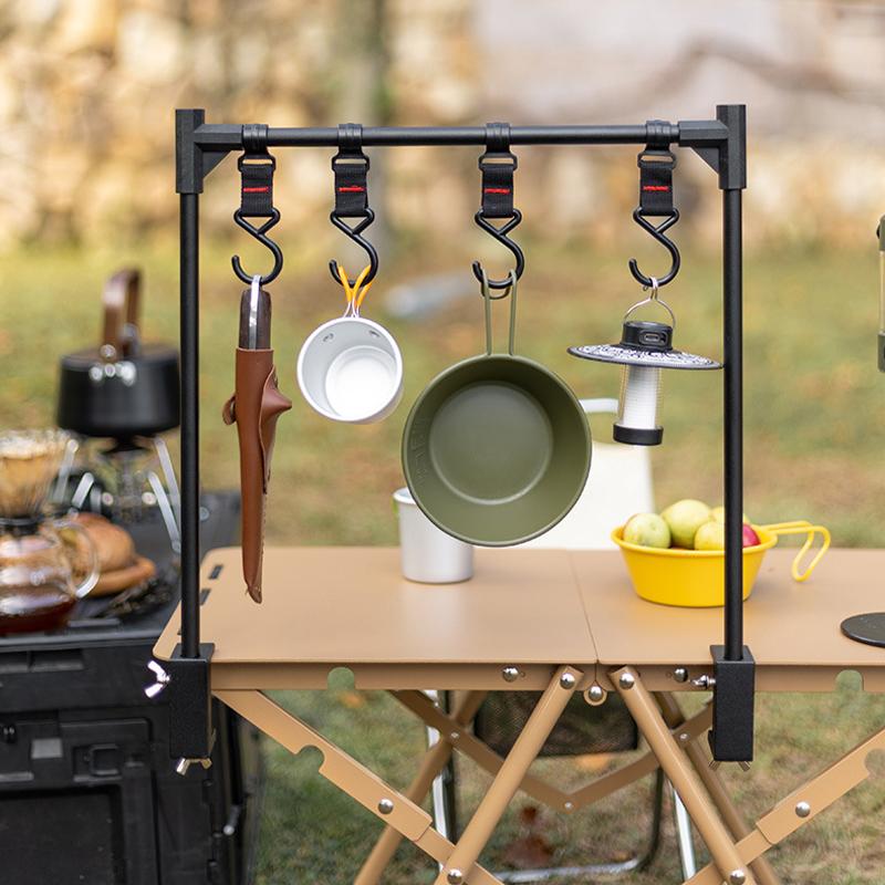 New Camping Shelf Igt Lantern Stand Picnic Tableware Hanging Racks Portable Detachable Aluminium Alloy Light Hangers Stand Desk