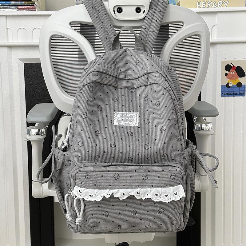 Schoolbag New Backpack Female Korean Version Ins Literary Small Fresh Wind Junior High School Student Backpack Large Capacity Casual Backpack