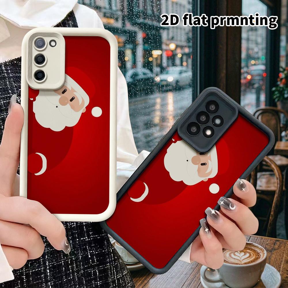 Phone Case: 2D Flat Samsung Galaxy A34 A35 M05 M06 S20 S22 S21 FE Plus 5G Step Design Protective Case, Peeping Santa Claus, Christmas and Halloween Gi