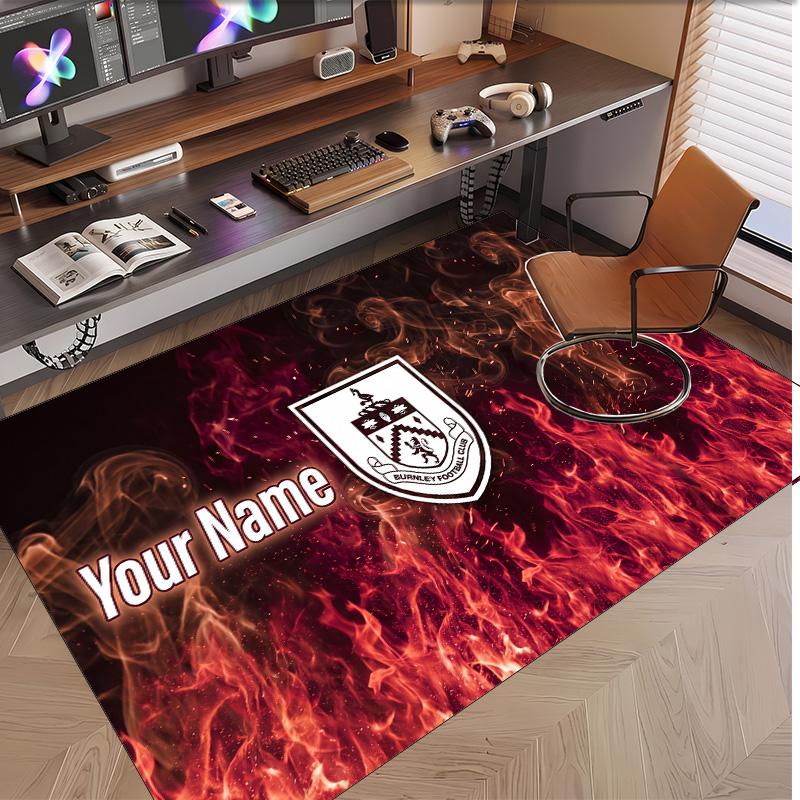 Tappeto in Velluto di Cristallo Personalizzato con Motivo Calcio Burnley Tappetino Antiscivolo per Pavimento