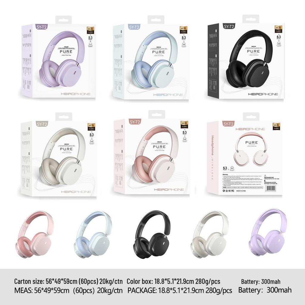 SY-T2 Wireless Bluetooth Gaming Headset with Noise Cancellation and Long Battery Life, Voice Control Compatible with Mobile Phones.
