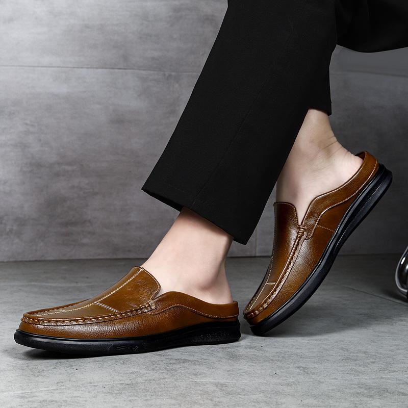 Fashion Italian Men Casual Leather Flats Fashion Flat Designer Genuine Leather Brand Loafers Soft Bottom Walking Shoes Plus Size 38-47