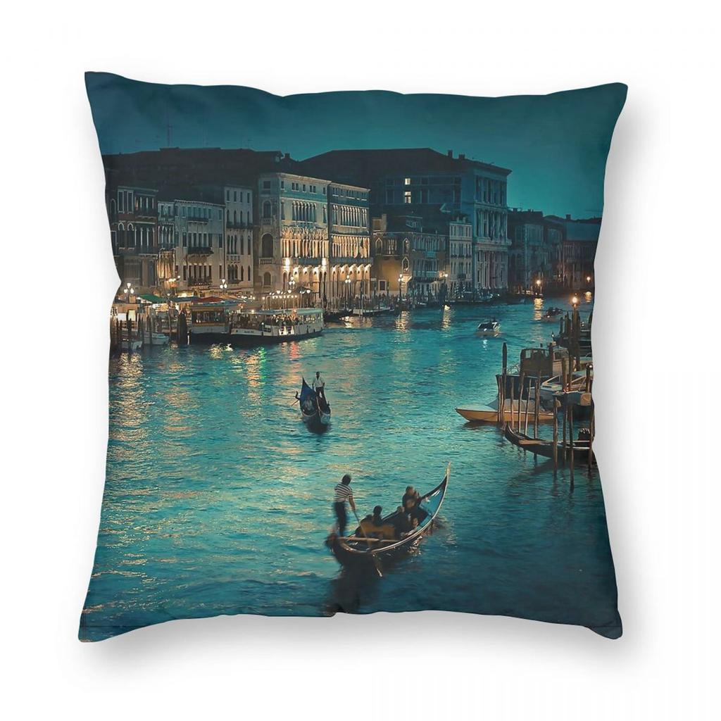 Venice Italy Travel Square Pillowcase Polyester Linen Velvet Creative Zip Decorative Pillow Case Home Cushion Cover