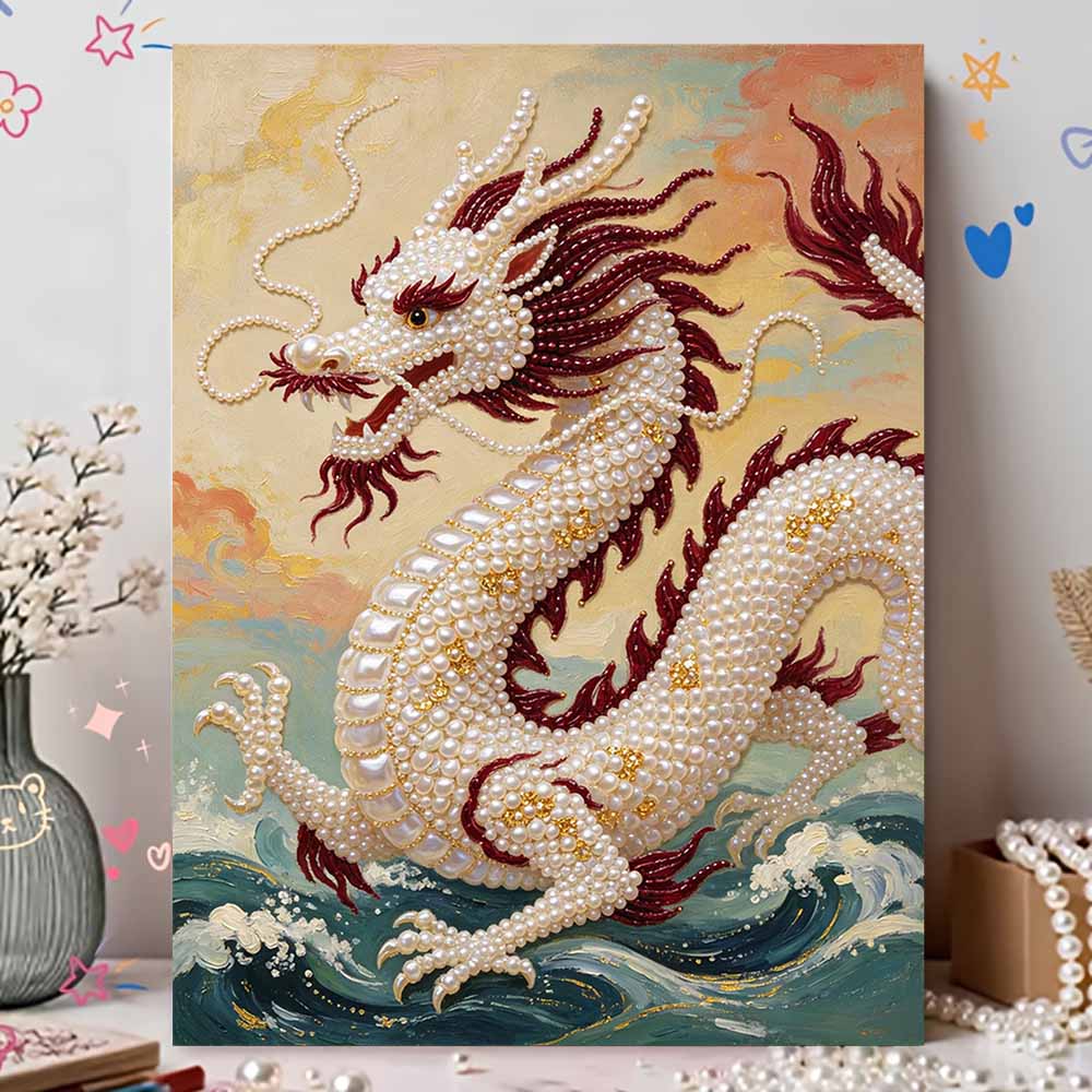5D Round Pearl Painting Kit Majestic Dragon Pattern DIY Handmade Crystal Art Home Interior Decor Gift