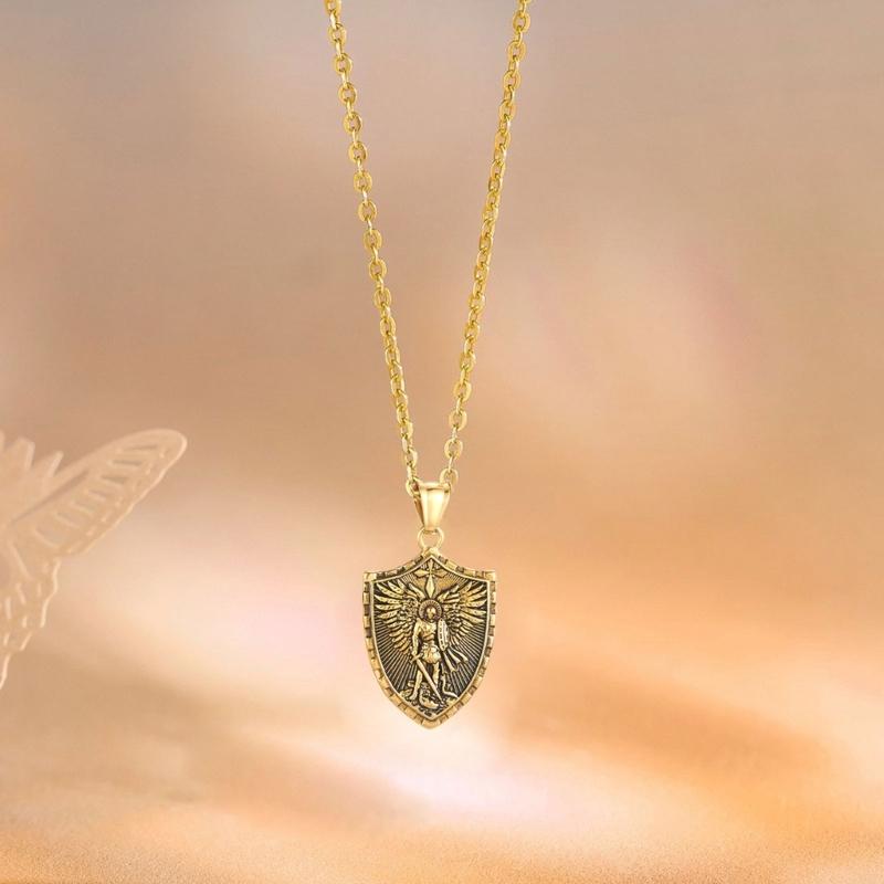 Punk Rock Stil Anhänger Halskette Robuste Edelstahl Engelschild Anhänger Halskette Stilvolle Halskette Schmuck