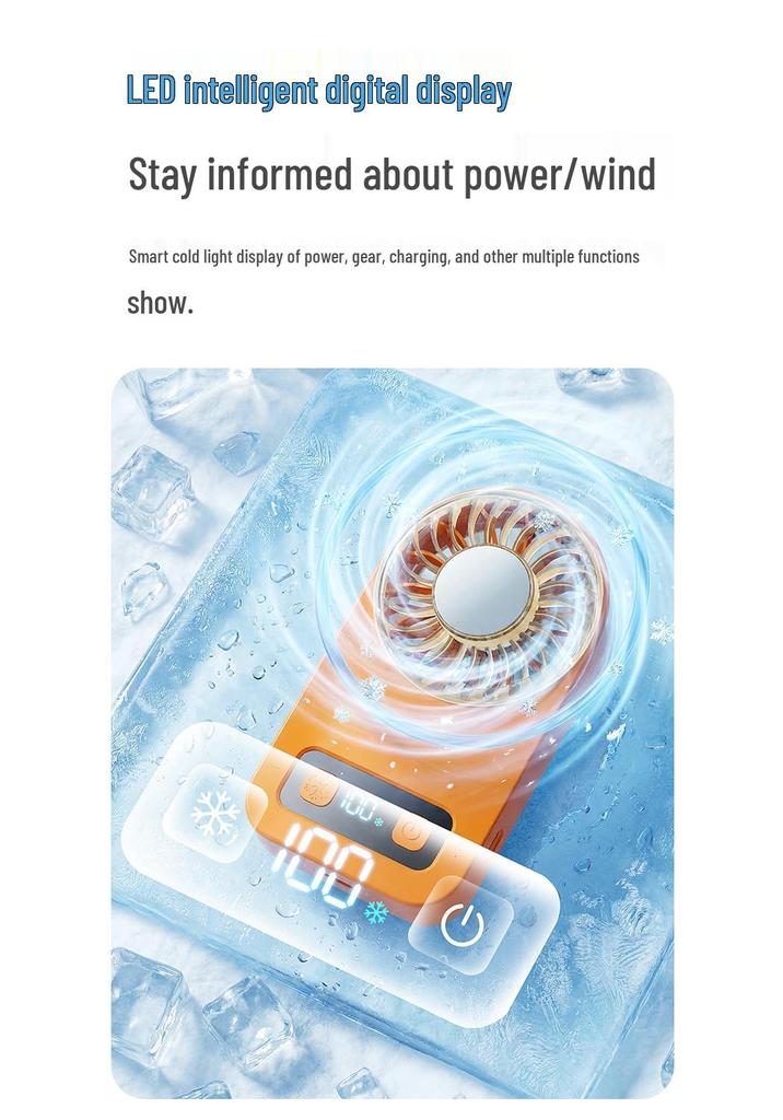 Ice Pack Portable USB Handheld Fan - Strong Wind Cooling for Outdoors