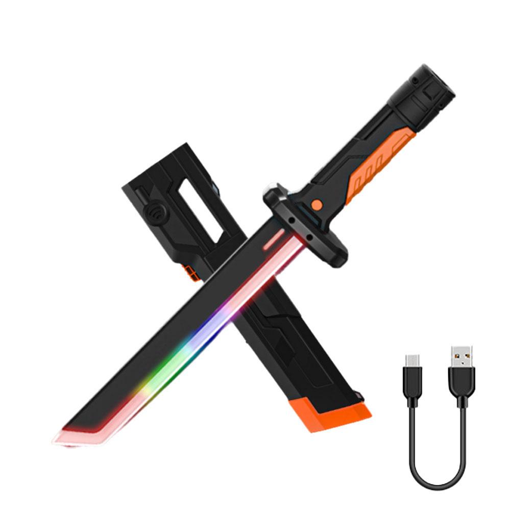 Colorful lights, cool spray laser sword, lightsaber toy, double sword combination, lightsaber, star spray sword оранжевый