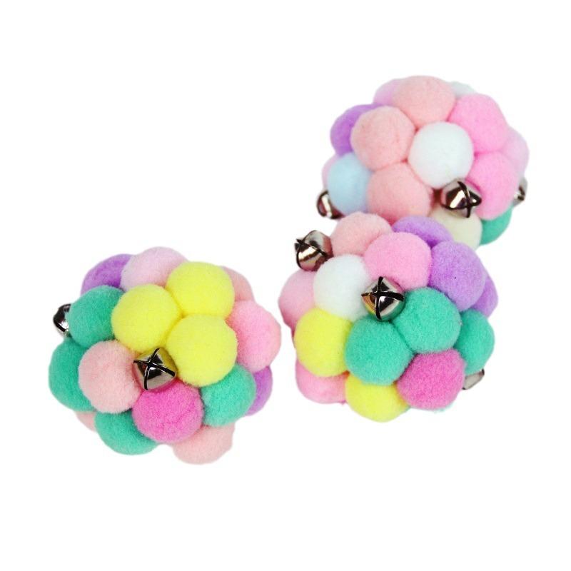 Plush Bell Ball Cat Toy To Relieve Boredom Since Hi Macaron Color Cat Toy Hairball Sound Interactive Cat Toy