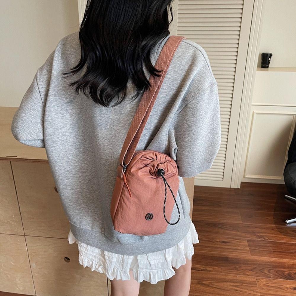 Coin Pouch Drawstring Crossbody Bag Nylon Rope Mobile Phone Bag Portable Water Bottle Pouch Sports