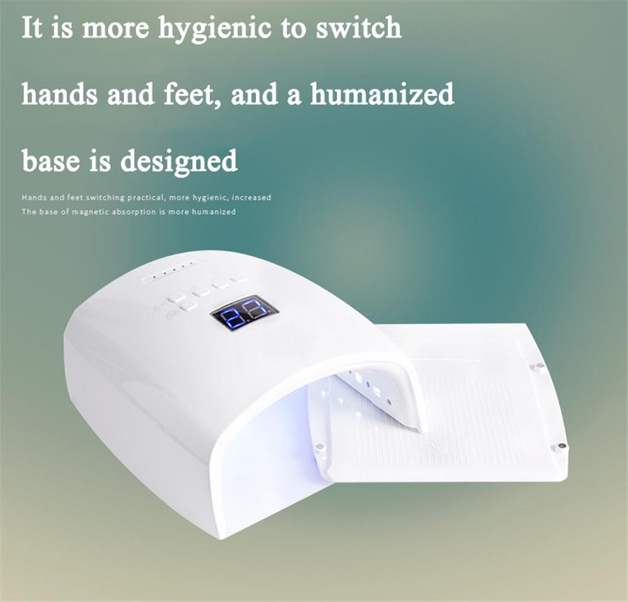 White 48W Cordless Wireless Rechargeable LED/UV Nail Lamp Gel Polish Light Dryer