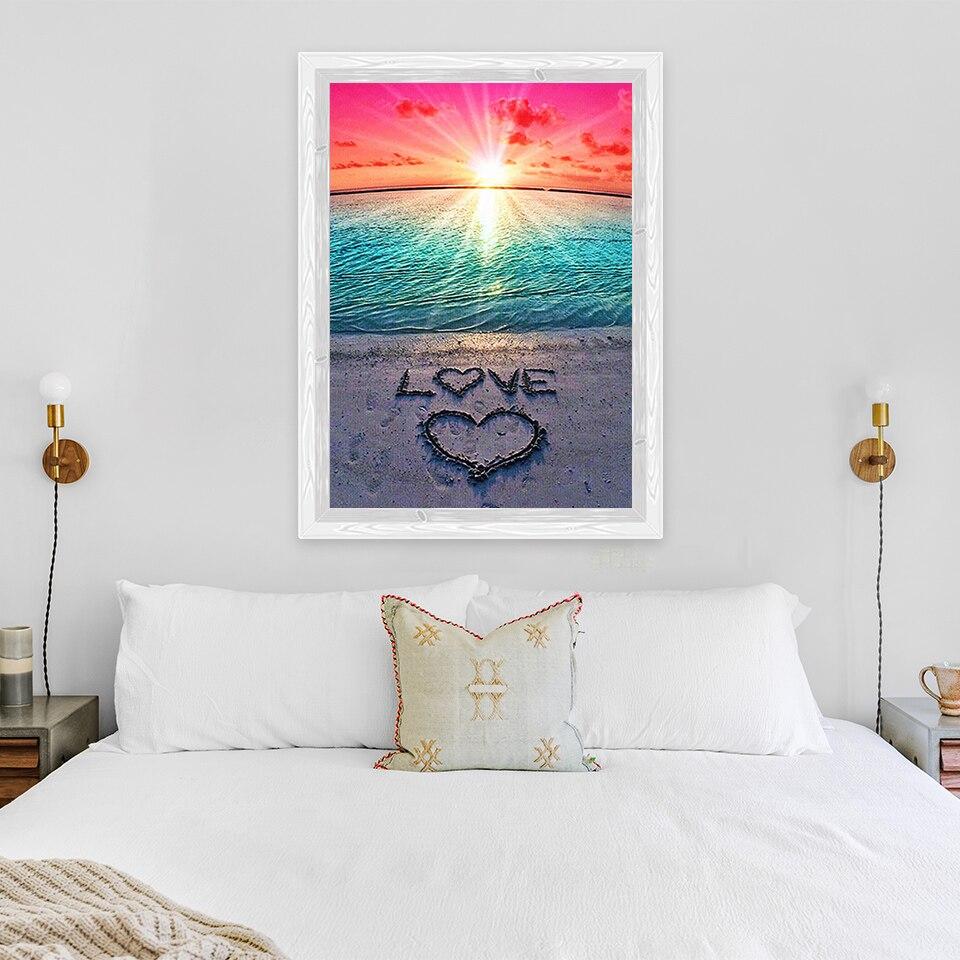 New DIY 5D Diamond Painting Sea View Diamond Embroidery Sandy Beach Cross Stitch Scenery Full Round Drill Home Decor Gift