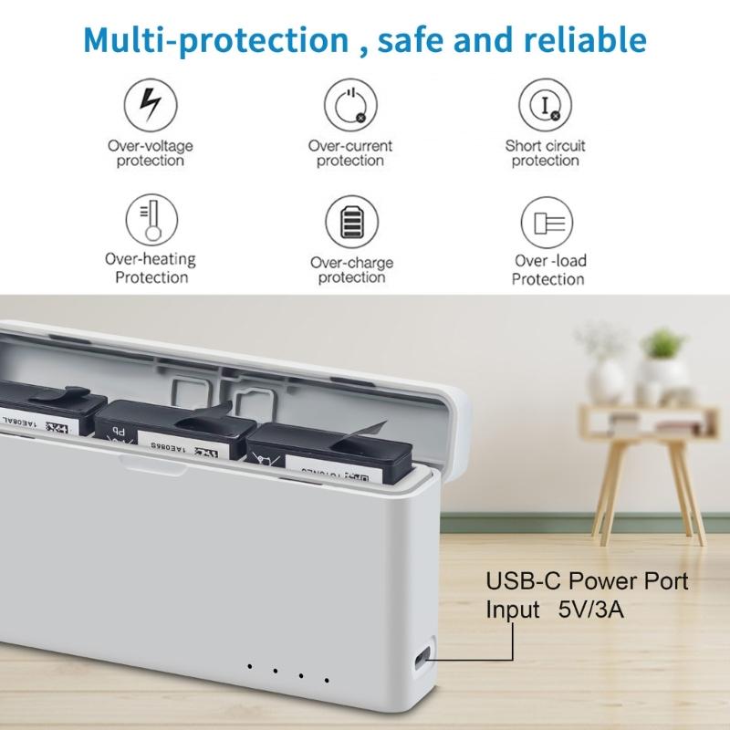 Travel Friendly USB Battery Charging Hub for Action 4/3 Action Cameras, 3 Slot, LED Indicator
