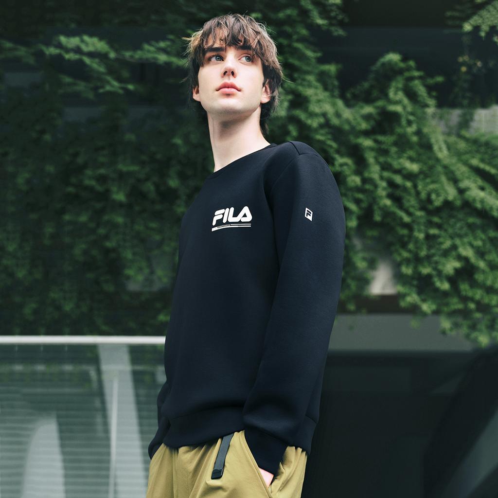FILA Fitness Knitwear Men's Jet Black BK Crew Neck Moderate A51M531204F-BK
