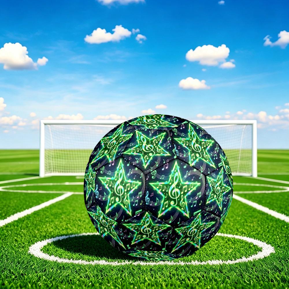 1pc Music Star Notes Theme Soccer Ball Football, Size 5, Lightweight PVC, Outdoor Training Soccer Ball,Gift j61462