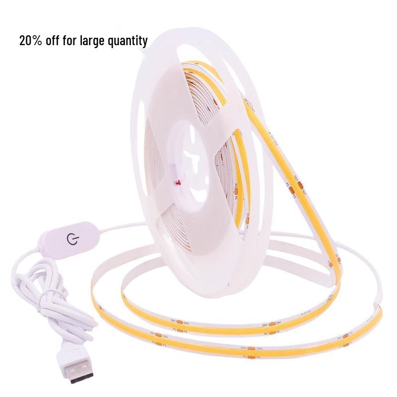 Hand-swept Waterproof LED COB Strip Light, USB Interface, Low Voltage, Super Bright, Touch Activated