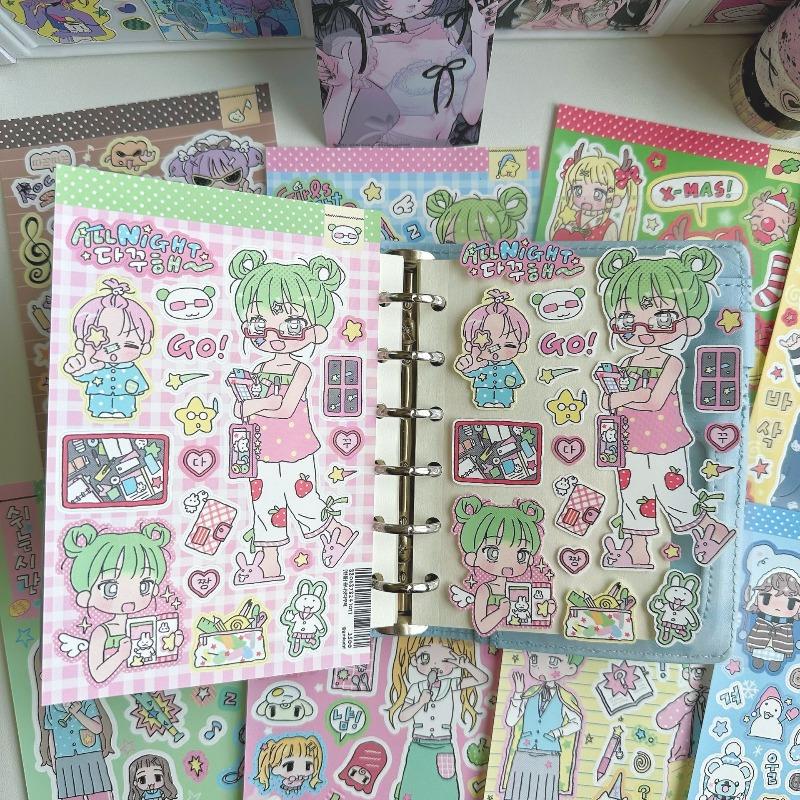 1pc Korean Cute Stickers Ins Style Fashion Figure Stickers DIY Scrapbook Decorative Stickers