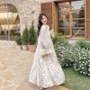 Elegant French Chic Floral Long Dress - Romantic Spring Style with Large Hem