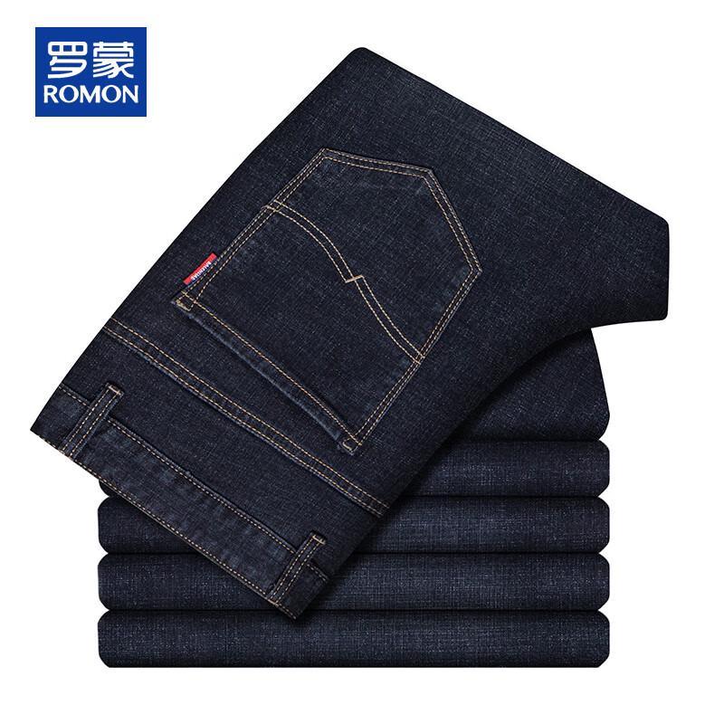 ROMON Men's Straight Loose Fit Business Casual Jeans