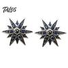 Men Formal Accessory 1/2Pcs Double-Layered Eight-Pointed Star Lapel Pin with Rhinestones, Thickened Alloy Decorative Brooch Safety Buckle for