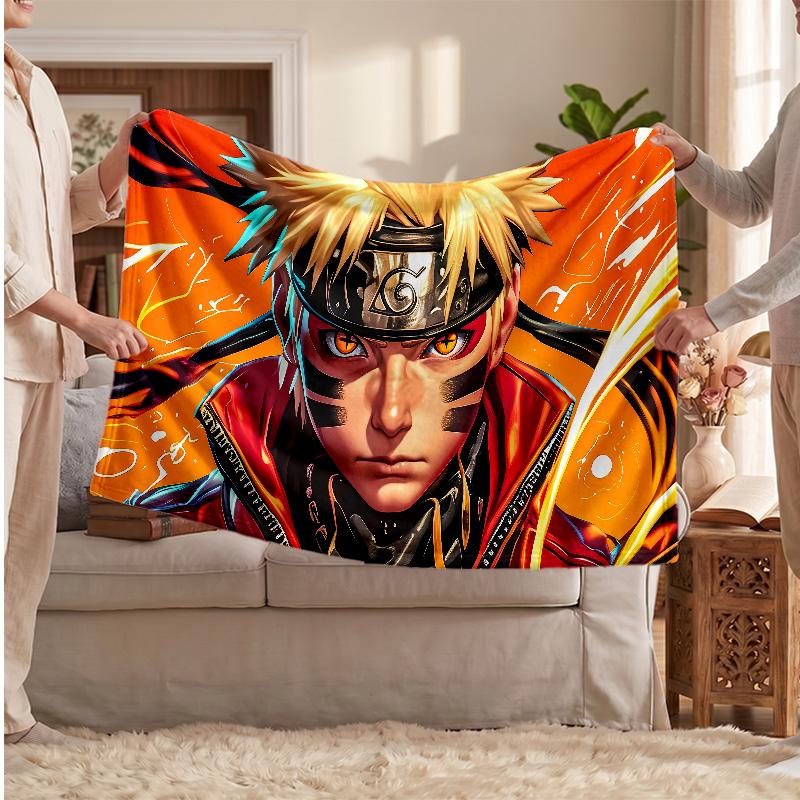 Naruto Uzumaki Printed Flannel Blanket, Skin Friendly Warm Throw for Indoor Couch Bed Daily Use