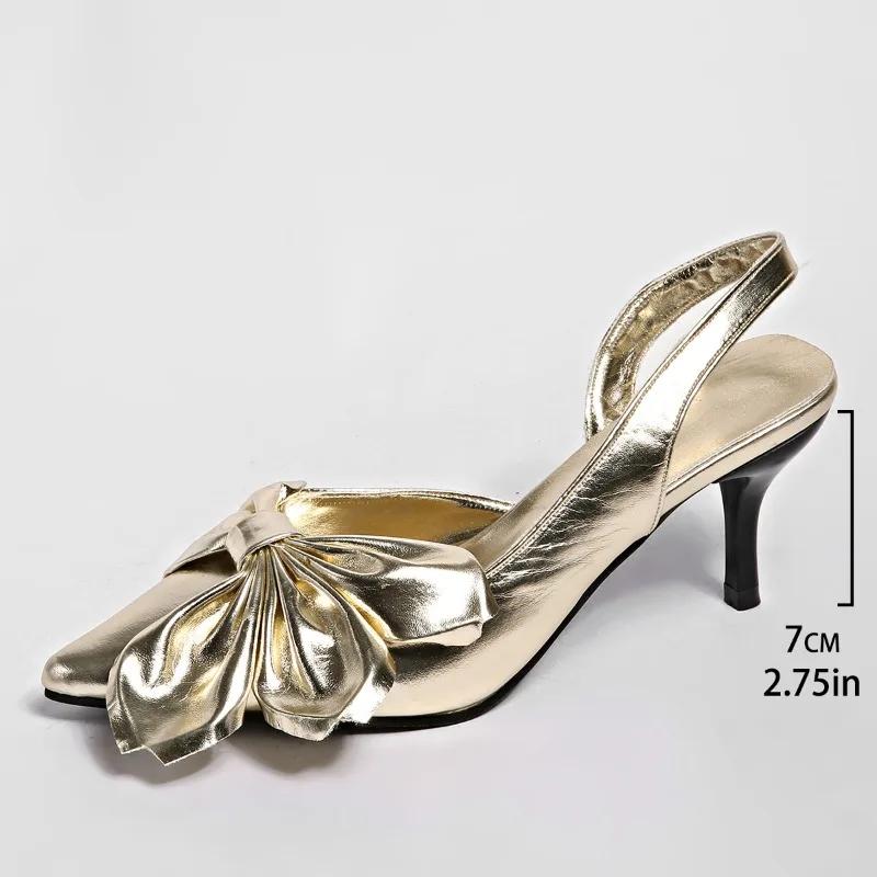 Women's Shoes 2025 Slingbacks Women's High Heels Pointed Toe Dress Pumps Women Butterfly-knot Shoes Ladies Thin Heels