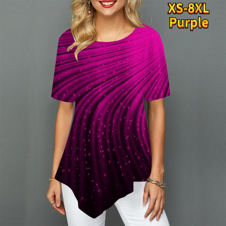 

Женские модные роскошные заостренные юбки с круглым вырезом и 3D звездным небом, блестящие контрастные полосы, женские юбки с короткими рукавами, S-8XL S