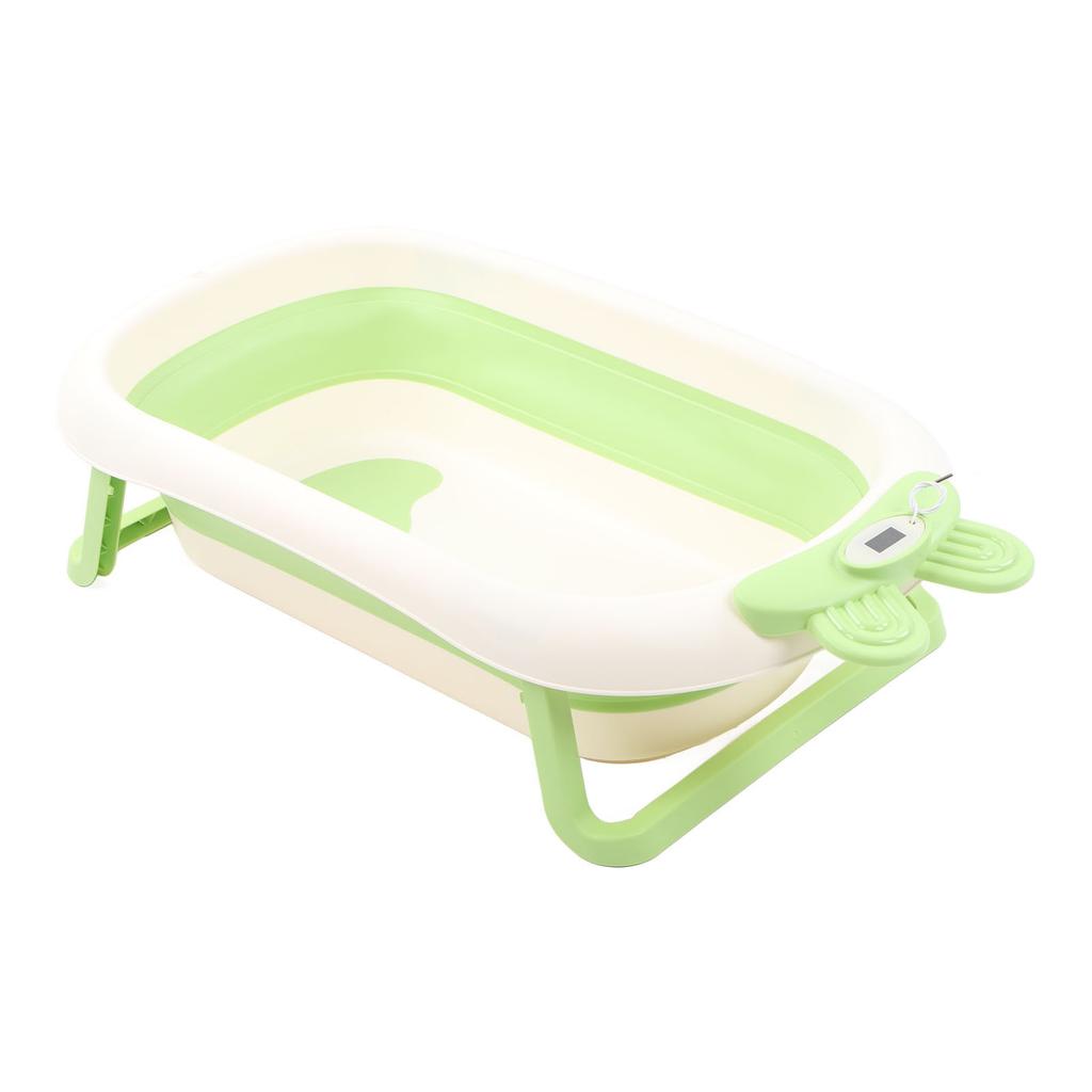 Collapsible Baby Bathtub Drain Hole Bunny Shape Infants Bathtub for Infant Travel Large Green