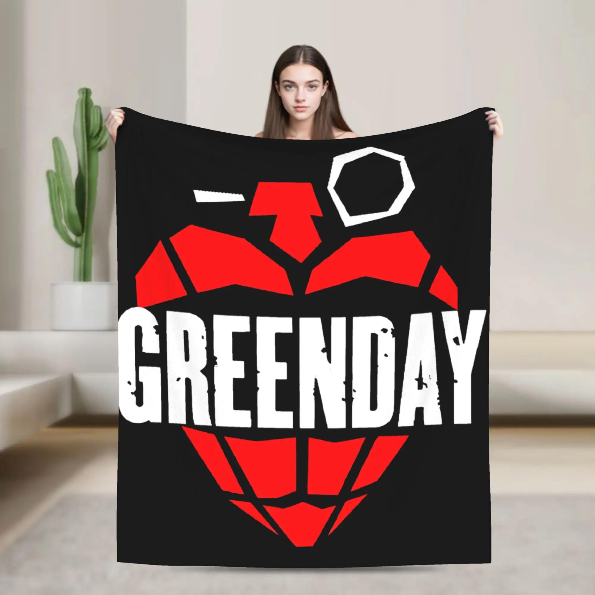 Happy Adults Toys Unisex Punk Greens Days Knitted Flannel Music Warm Throw Blankets For Bedding Couch Bedspread