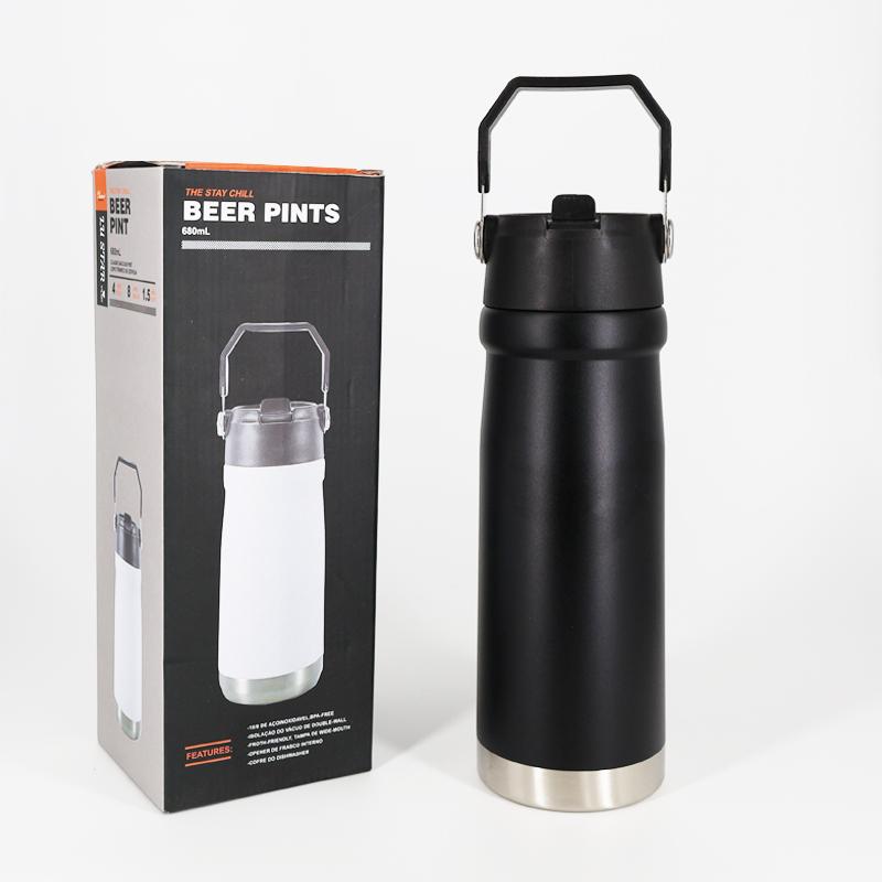 Nice Custom Color logo Portable School Stainless Steel 304 Vacuum Flask Powder Coated Water Bottle Insulated for Sports