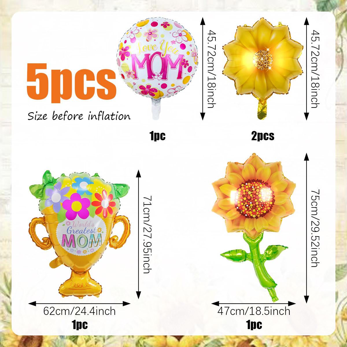 

5pcs Mother s Day Decoration Balloon Set Sunflower Flower Basket Trophy Balloons Home Decor Other