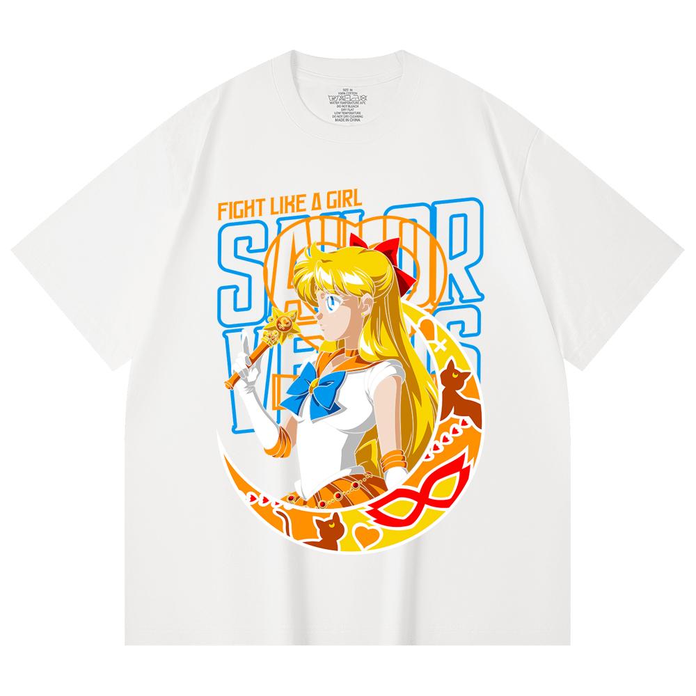 230 Gsm 100% Cotton Sailor Moon V5 Venus Print Unisex Heavy Cotton T Shirt