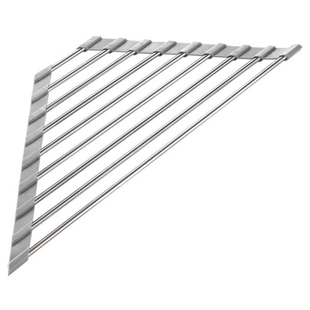 Foldable Stainless Steel Dish Drying Rack Sink Roll-Up Drainer Mat Multi-Function Kitchen Draining Basket