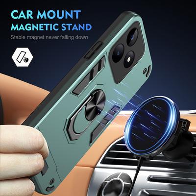 Para Realme C51 C53 C55 Funda Protectora Dura Antigolpes Para Realme C53 Realme C55 Funda con Soporte de Anillo Magnético para Coche