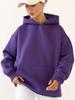 Women's Fashion Solid Color Hooded Loose Plug Sleeve Drawstring Loose Sweatshirt
