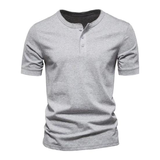 

Button Crewneck T-Shirt Solid Color Summer Shirt Short Sleeve Casual Tee Shirt for Gym Workout S светло-серый