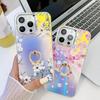 iphone16ProMax Mobile Phone Case Is Suitable for Apple 15 Ring Bracket Electroplated Laser Flower Protective Cover