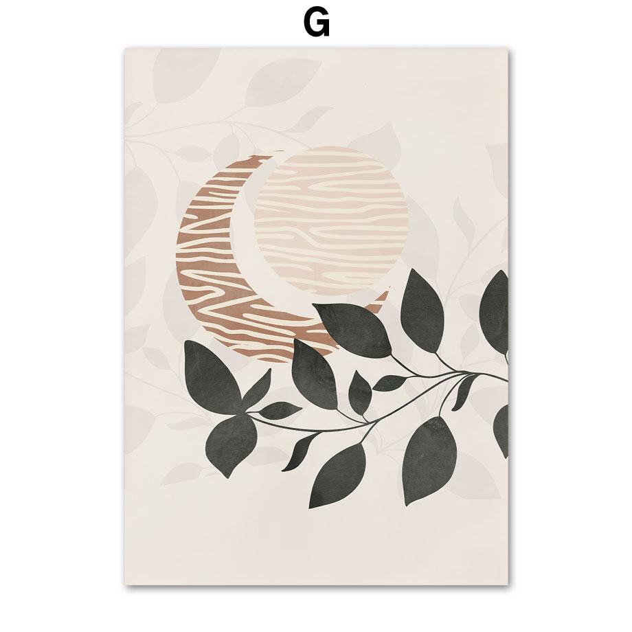 Boho Leaf Vase Sun Moon Rainbow Abstract Posters And Prints Canvas Painting Nordic Wall Art Pictures Living Room Home Decor
