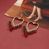 Foreign Trade Special Jewelry Christmas Hollow Big Love Fringed Colored Crystal Earrings Ear Hanging Women'S Style Earrings