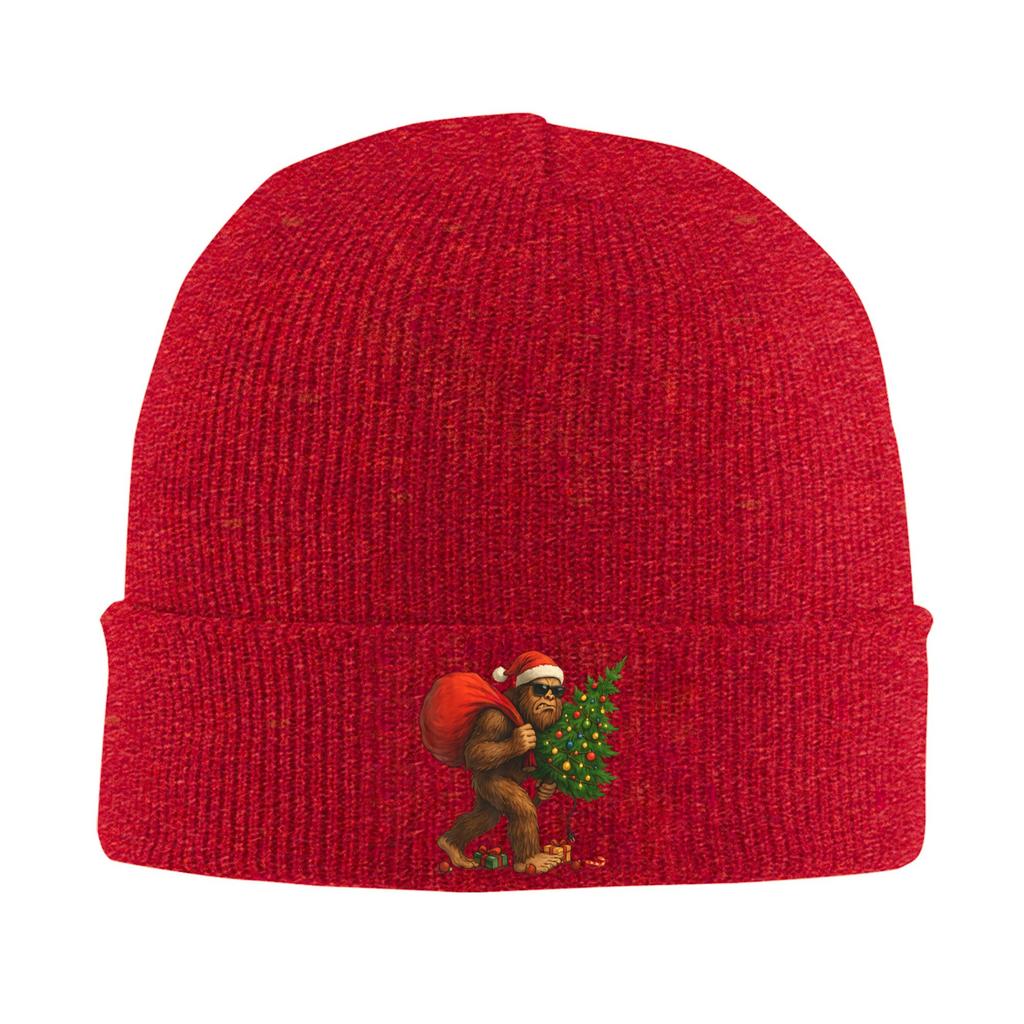 Bigfoot Stealing Christmas Tree Lights Xmas Knitting Hat Fashion Caps Men Outdoor Beanie Hats Winter Design Thermal Bonnet Hats