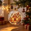 Portable Christmas Light Decor Lighted Clear Ball Ornaments, Cute Santa Claus/Tree/Snowman/Angel Figure Inside Acrylic Hanging The Xmas Decoration for