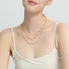 European and American Ins Exquisite Versatile Rhombus Fringed Double-layer Necklace Women's Plated 18k Gold Stainless Steel Waterproof Stacked Collarb