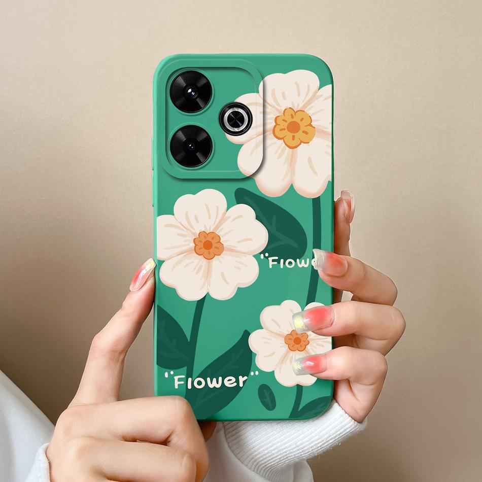 Case For Poco M6 Pro Sunflower Camera Protection Phone Cases For Xiaomi Poco M 6 M6Pro 4G 5G Soft Liquid Silicone Back Cover