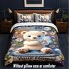 Conjunto de Roupa de Cama de 3 Peças Tema Ursinho de Pelúcia, 1 Lençol de Cima e 2 Fronhas Roupa de Cama Personalizada para Casa