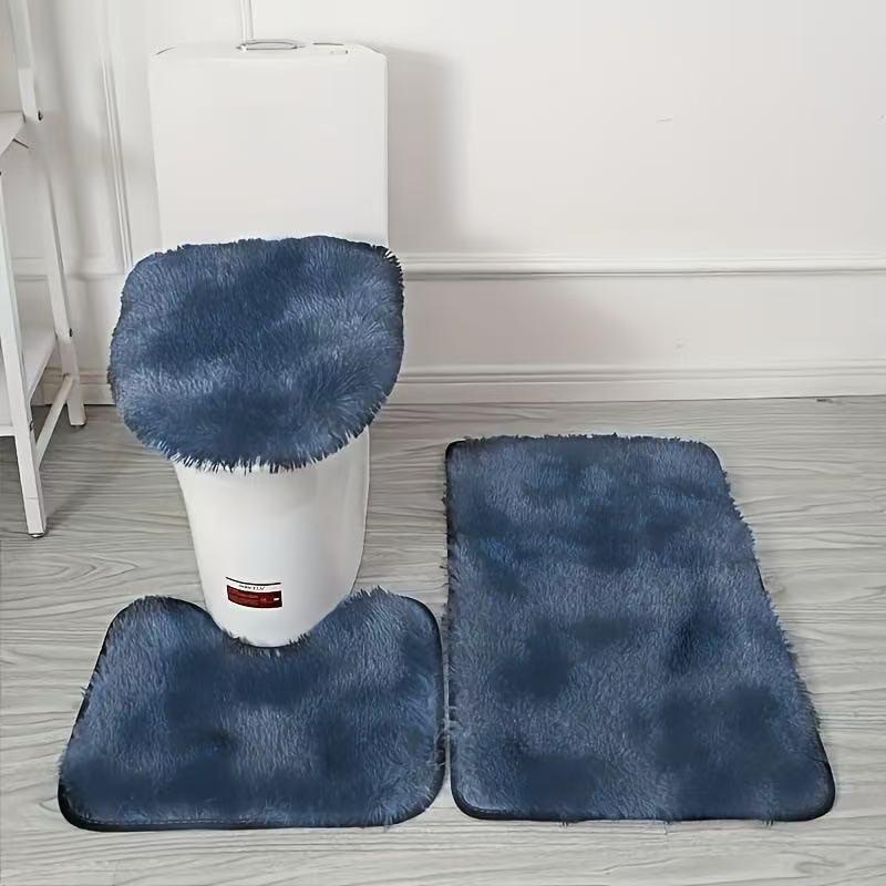 

Набір килимків для ванної кімнати з шовку та вовни тай-дай: Брудовідштовхувальний, Нековзкий, Вбираючий, Плюшевий Набір з 3 Туалетних Килимків. 40*60cm темно-синього кольору