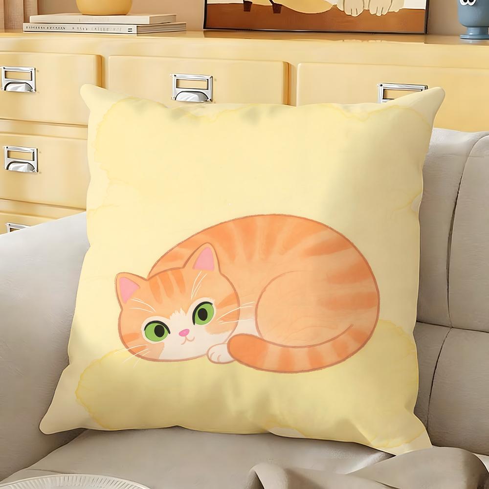 chubby cute orange cat Cushion Cover Soft Durable Reversible Pillow Cover Home Car MultiScene Daily Comfort Pillowcase