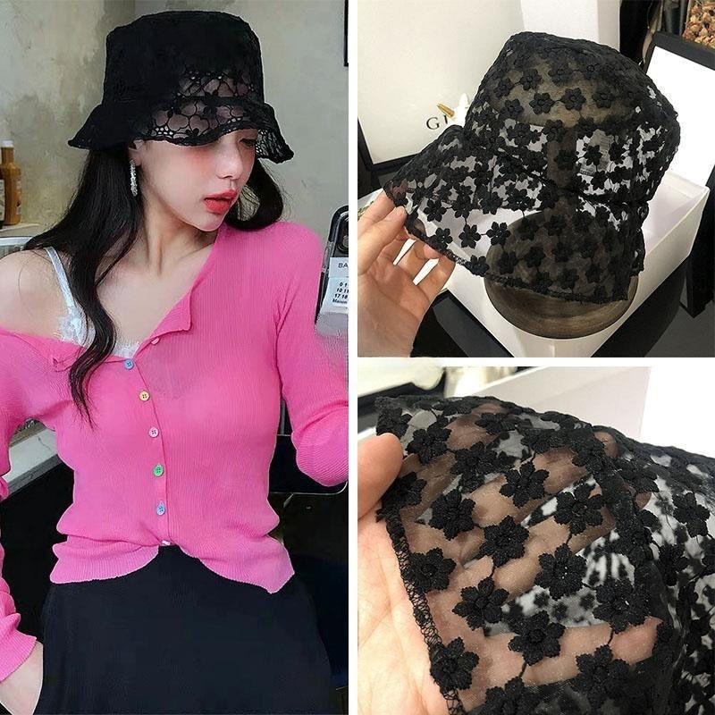 Women's Korean Style Lace Hat Goddess Sunshade Hat Sun Hat Bucket Hat Small Brim Fisherman Hat