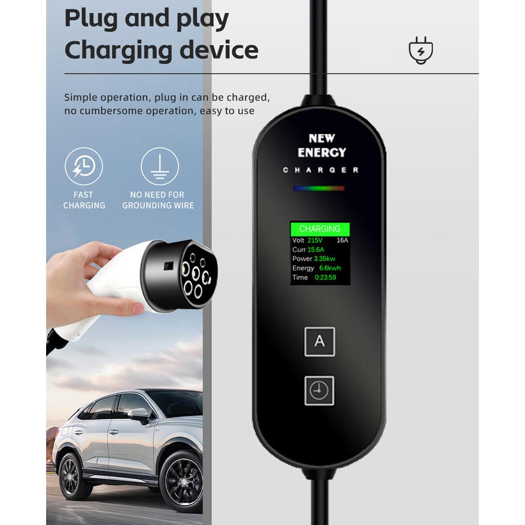 13A 3.5KW Intelligent Temperature Control Anti-Theft Charging Equipment LED Screen EV Charger Portable Electric Vehicle Charger