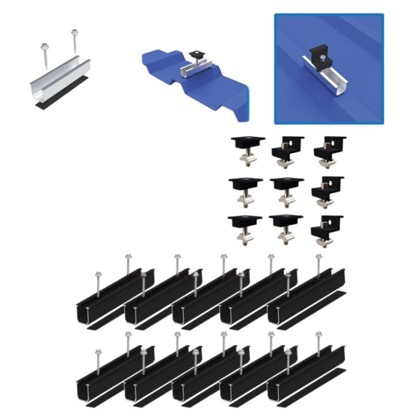 Solar Panel Mounting Brackets Set 4/6/10Pcs Mid End Clamps Rails Included Easy Install for Off Grid Solar System